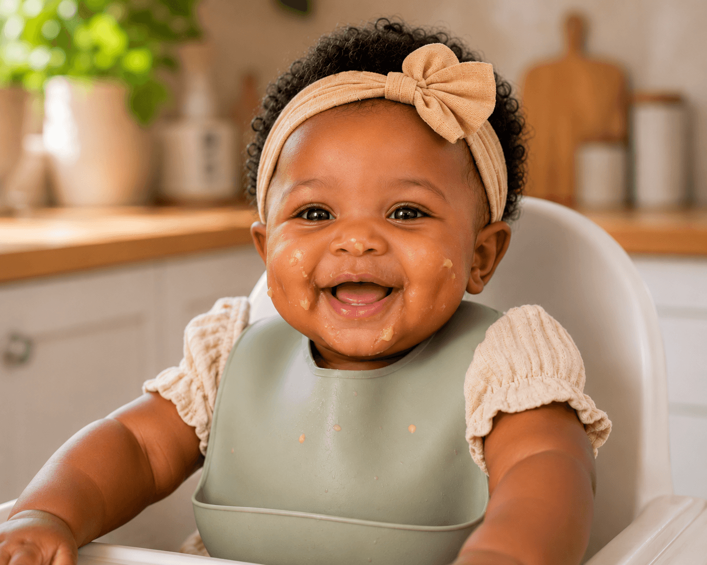 Happy baby after feeding